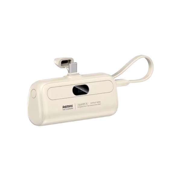 REMAX Capsule Series Power Bank 5000mAh RPP-76 Type C με ενσωματωμένο καλώδιο Type-C Λευκό