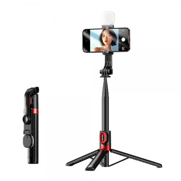 REMAX P60 Selfie Stick με Ενσωματωμένο Φως και Bluetooth Remote Controller Μαύρο