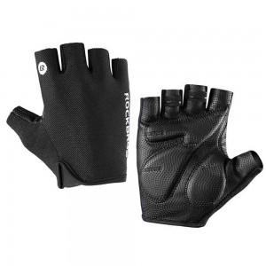 RockBros - Bike Half Finger Gloves (S106BK-L) - with Comfortable Design, from Breathable Fabric, Size L - Black