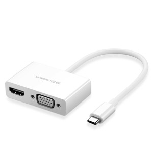 Ugreen - Video Converter (30843) - USB-C to HDMI 4k@30Hz, VGA 1920*1200@60Hz - White