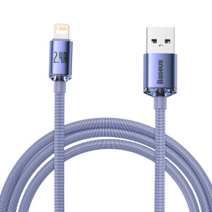 Baseus - Data Cable Crystal Shine (CAJY000005) - USB to Lightning, 2.4A, 1.2m - Purple