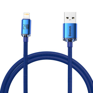 Baseus - Data Cable Crystal Shine (CAJY000003) - USB to Lightning, 2.4A, 1.2m - Blue