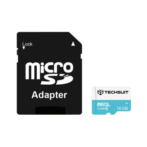 Techsuit - Memory Card - High Speed, SDHC, 16GB, Class 10, with Adapter - Black