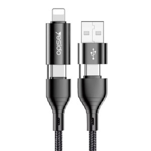 Yesido - Data Cable 4in1 (CA59) - 2x Type-C, Lightning, USB, 3A, 1.2m - Black