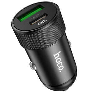 Hoco - Car Charger Speed Up (Z32B) - USB-A, USB Type-C, QC 3.0, PD 18W, 3A - Black