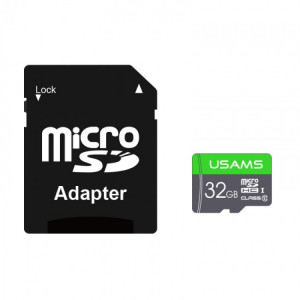 USAMS - Memory Card (US-ZB118) - High Speed, TF Card 32G, with Adapter - Black