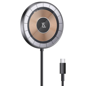 Usams - Wireless Charger (US-CD183) - Aluminum Alloy Transparent Magnetic, 15W - Black