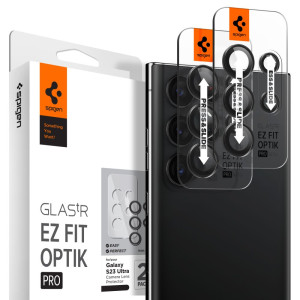 Spigen - Optik.tR ”EZ FIT” Camera Glass (2 pack) - Samsung Galaxy S23 Ultra - Black