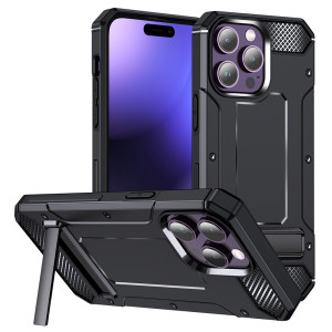 Techsuit - Hybrid Armor Kickstand - iPhone 15 Pro - Black