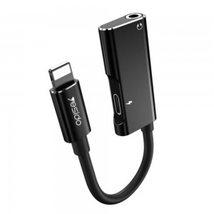 Yesido - Audio Cable Adapter (YAU11) - Lightning to Lightning, Jack 3.5mm - Black