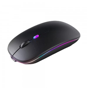 Techsuit - Wireless Mouse (M1) - for Gaming, LED RGB, Silent, Bluetooth 5.2, 2.4G, 1600 DPI with USB-C Charging Cable - Black