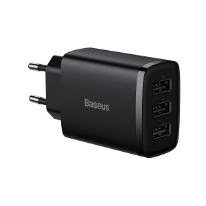 Baseus - Wall Charger Compact (CCXJ020101) - 3xUSB, 17W - Black