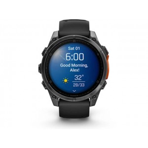 Garmin Fenix 8 Stainless Steel 47mm Αδιάβροχο Smartwatch με Παλμογράφο (Slate Grey With Black Silicone Band)