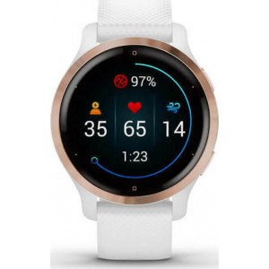 Garmin Venu 2S Stainless Steel 40mm Αδιάβροχο Smartwatch με Παλμογράφο (Rose Gold / White)