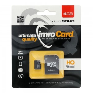Imro memory card microsd 4gb 100mb/s class 10 uhs i with adapter sd
