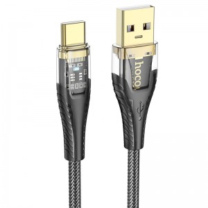 Cable Usb A To Usb C Hoco 2,4A 1,2 M U121 Black Transparent