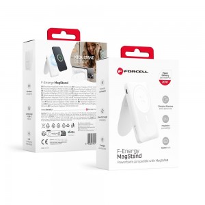 Powerbank Compatible With Magsafe Forcell F-Energy Magstand F10K2 Qc3.0 Pd 5A 20W 10000 Mah White