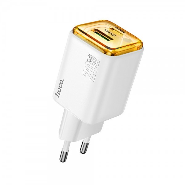 Hoco Wall Charger Usb A + Type C Pd Qc3.0 3A 20W N52 White