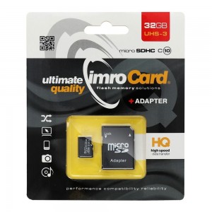 Imro memory card microsd 32gb 100mb/s class 10 uhs 3 with adapter sd