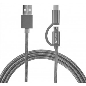 4Smarts Braided USB to Type-C / micro USB Cable Γκρι 1m 