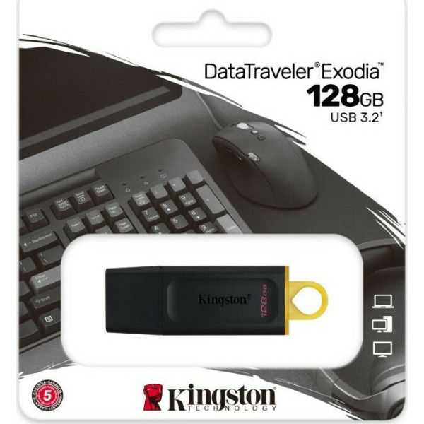 Kingston DataTraveler Exodia 128GB USB 3.2 Stick Μαύρο