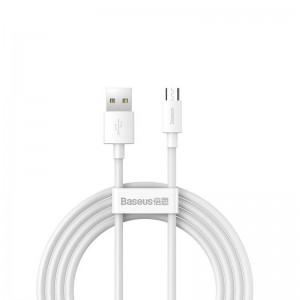 Baseus cable Simple Wisdom USB - microUSB 1,5 m 2,1A white 2 pcs