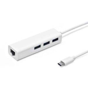 USB Hub ΟΕΜ USB 3.1 Type-C + Network adapter 3 Ports, Λευκό - 12049