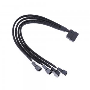 Καλώδιο No brand, Y-Splitter, For fan, MOLEX to 4x4PIN, 0.3m Μαυρο - 18322