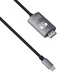 Cable DeTech, USB-C – HDMI, 2.0m, 4K, 30Hz, Gray - 18392