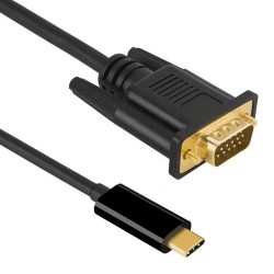 Cable DeTech, USB-C – VGA, 1.8m, Black - 18395 Cable DeTech, USB-C – VGA, 1.8m, Black - 18395
