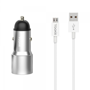 Φορτιστή αυτοκινήτου Yookie PC4, Quick Charge 3.0, 2xUSB, με καλώδιο Micro USB, Διαφορετικα χρωματα - 40143