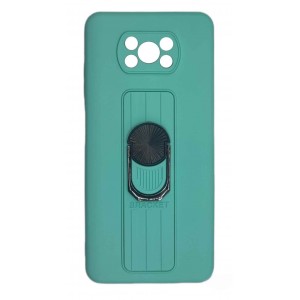 Ring Case silicone case with finger grip and stand for Xiaomi Poco X3 NFC mint