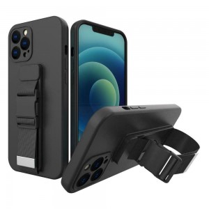 Hurtel Rope Back Cover Σιλικόνης με Λουράκι Μαύρο (iPhone XS Max)