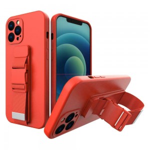 Hurtel Rope Back Cover Σιλικόνης με Λουράκι Κόκκινο (iPhone XS Max)