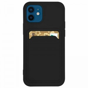 Hurtel Card Case Back Cover Σιλικόνης Μαύρο (iPhone 13 mini)