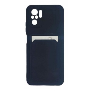 Card Case silicone wallet case with card holder documents for Xiaomi Redmi Note 10 4G / Redmi Note 10S 4G black