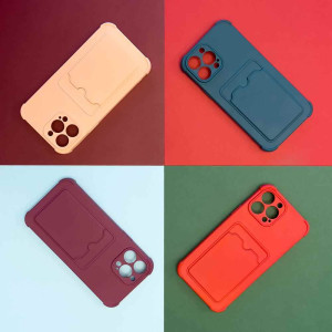 Card Case silicone wallet case with card holder documents for Xiaomi Redmi 9A burgundy
