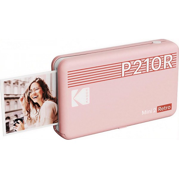 Kodak Mini 3 Retro 4PASS Pink Smartphone Photo Printer Portable (7.6 x 7.6 cm) + 8 Sheets, Yellow
