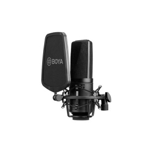 BOYA BY-M1000 Large Diaphragm Condenser Microphone - Cardioid 3-Pin XLR  & pop shield & shock mount