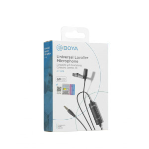 BOYA BY-M1S (M1 Smart) wired mic Universal Lavalier Microphone 3.5mm for phone, laptop, camera