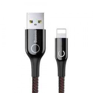Baseus c-shaped 2.4a 1m usb lightning cable with led (black)